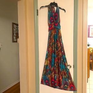 Long Multi Colored Halter Dress
